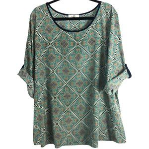 Moa Moa geometric print tunic top 3X